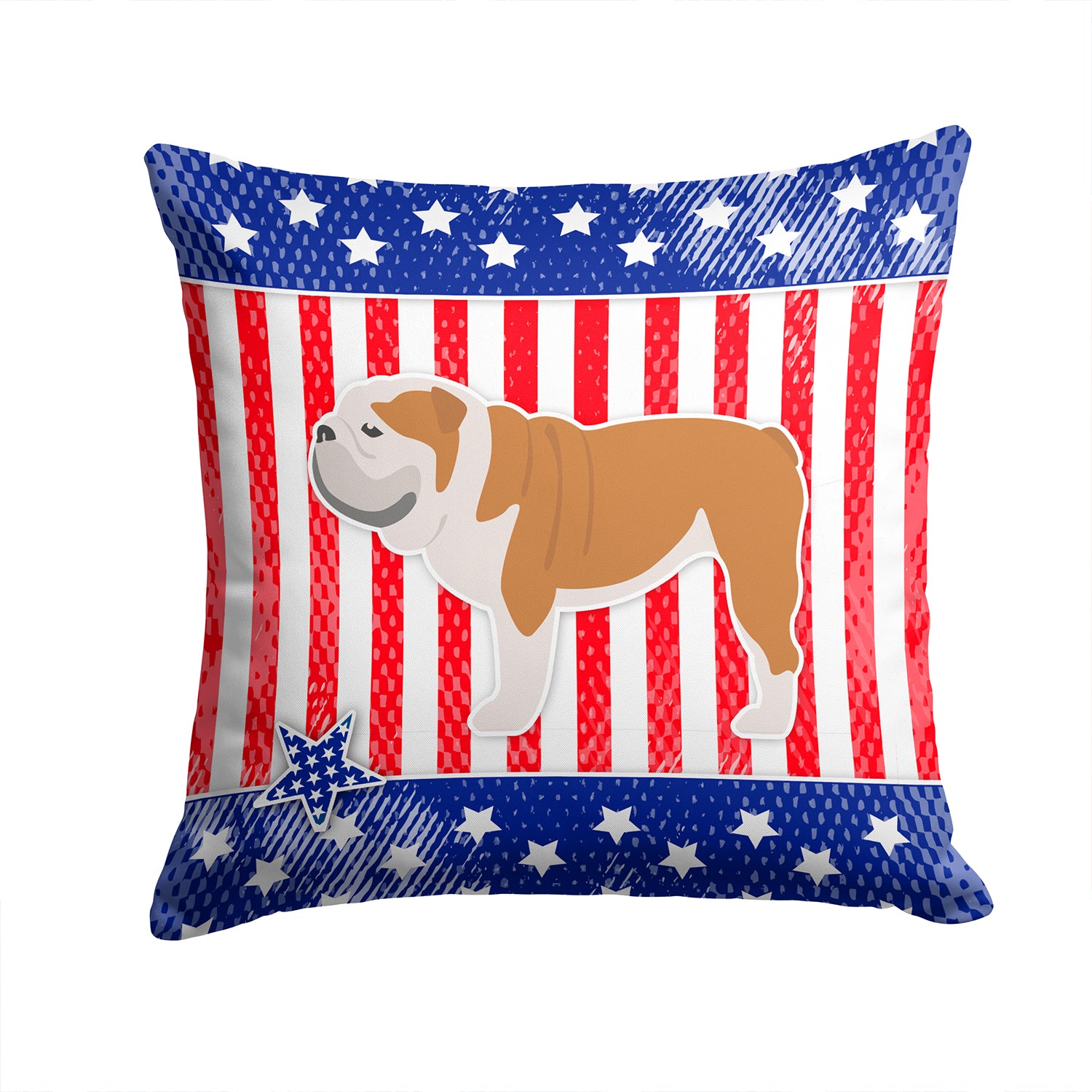 USA Patriotic English Bulldog Fabric Decorative Pillow BB3362PW1414 - the-store.com
