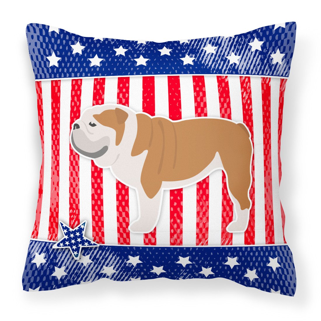 USA Patriotic English Bulldog Fabric Decorative Pillow BB3362PW1818 by Caroline&#39;s Treasures