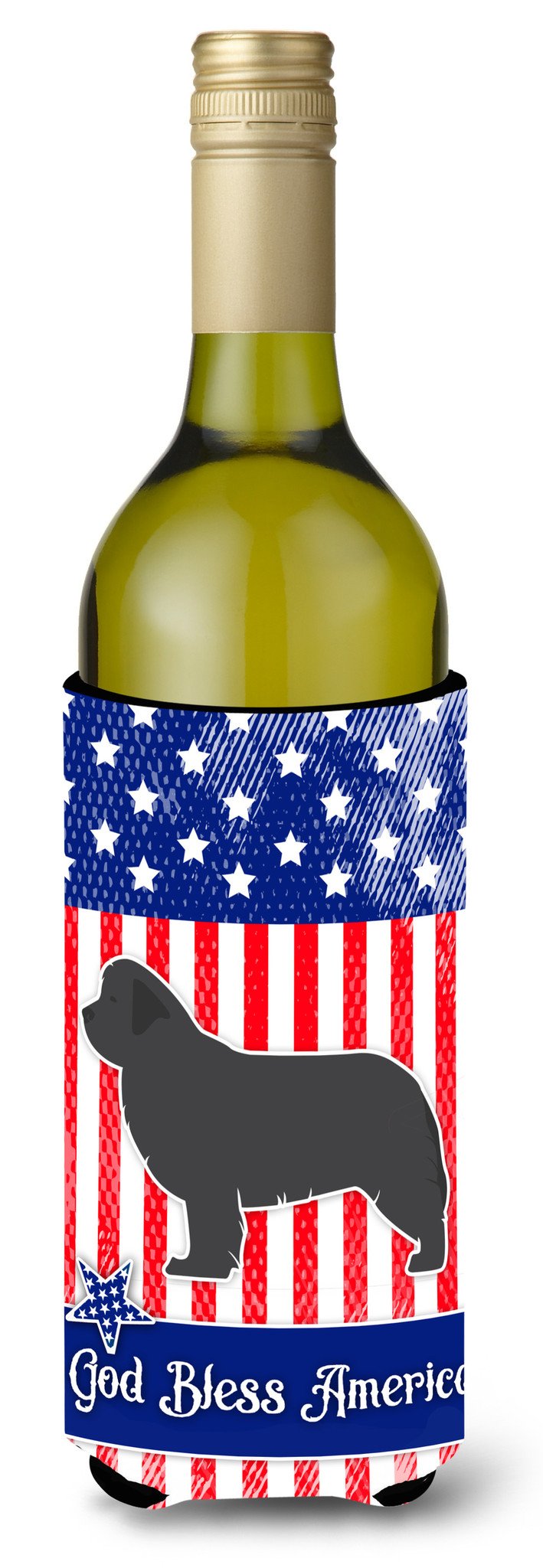 USA Patriotic Newfoundland Wine Bottle Beverge Insulator Hugger BB3364LITERK by Caroline&#39;s Treasures