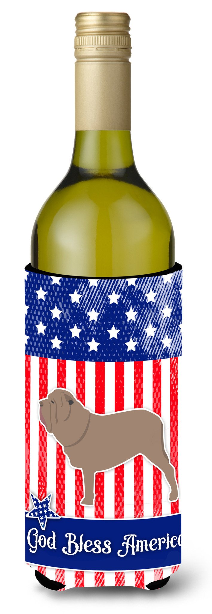 USA Patriotic Neapolitan Mastiff Wine Bottle Beverge Insulator Hugger BB3365LITERK by Caroline&#39;s Treasures