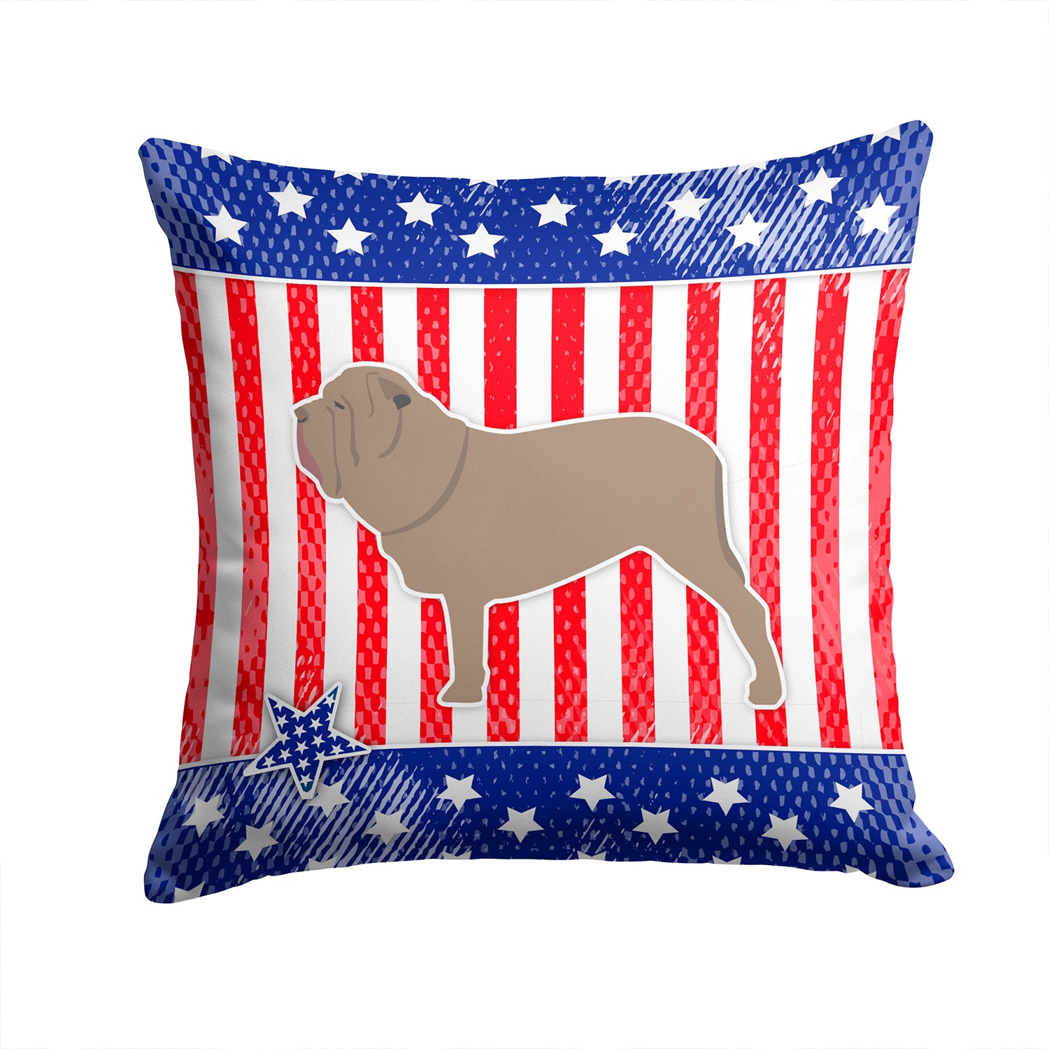 USA Patriotic Neapolitan Mastiff Fabric Decorative Pillow BB3365PW1414 - the-store.com