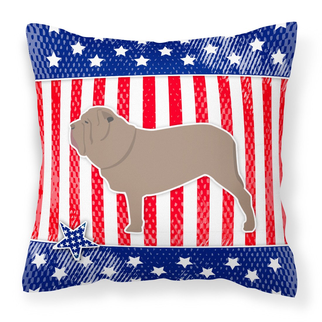 USA Patriotic Neapolitan Mastiff Fabric Decorative Pillow BB3365PW1818 by Caroline&#39;s Treasures