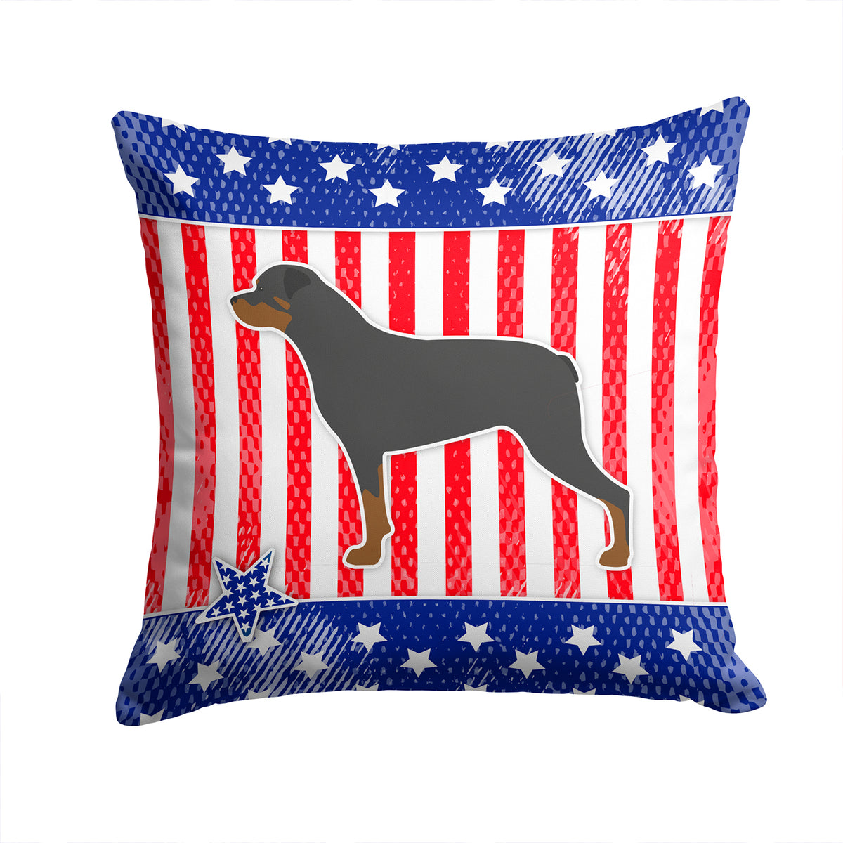 USA Patriotic Rottweiler Fabric Decorative Pillow BB3366PW1414 - the-store.com