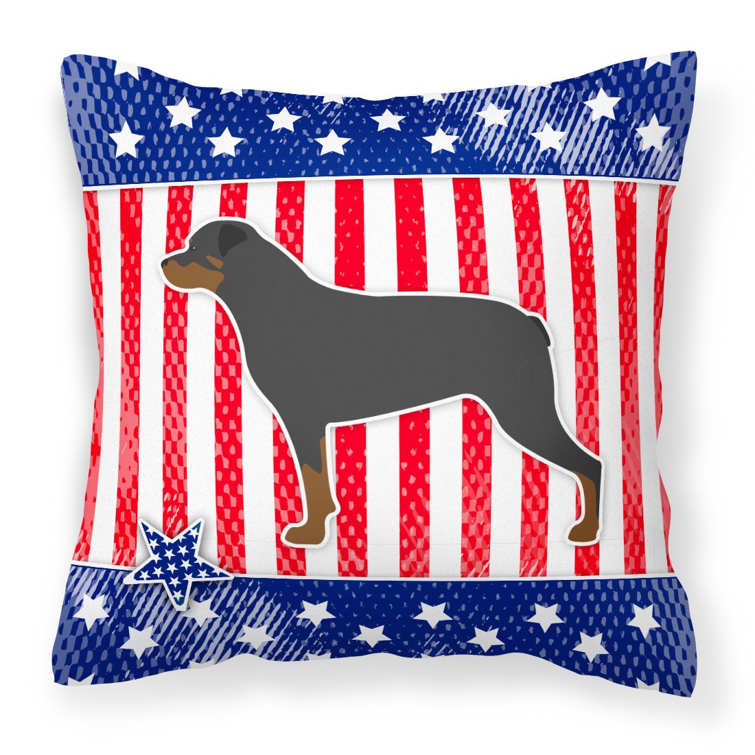 USA Patriotic Rottweiler Fabric Decorative Pillow BB3366PW1818 by Caroline&#39;s Treasures