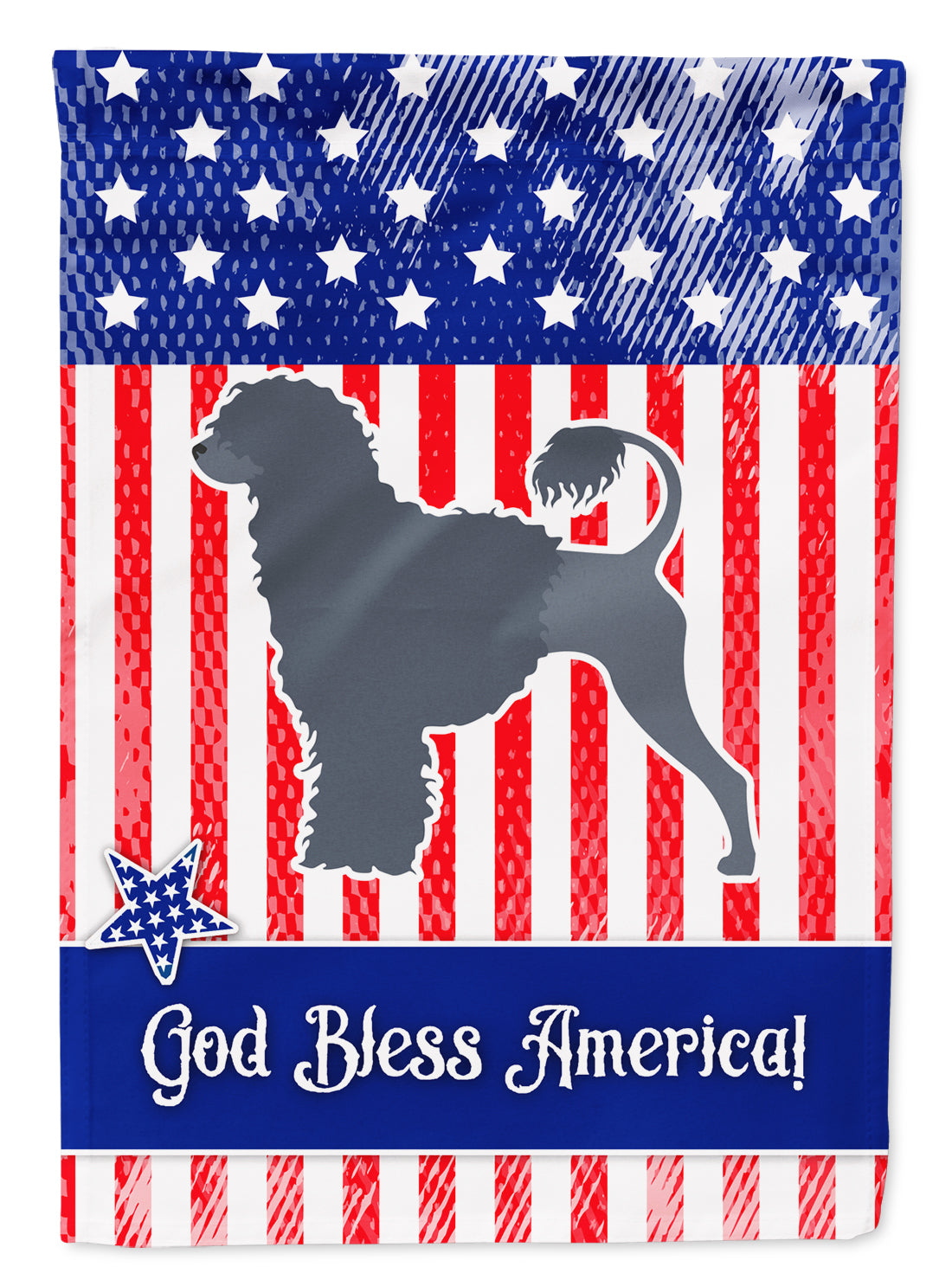 USA Patriotic Portuguese Water Dog Flag Garden Size BB3368GF