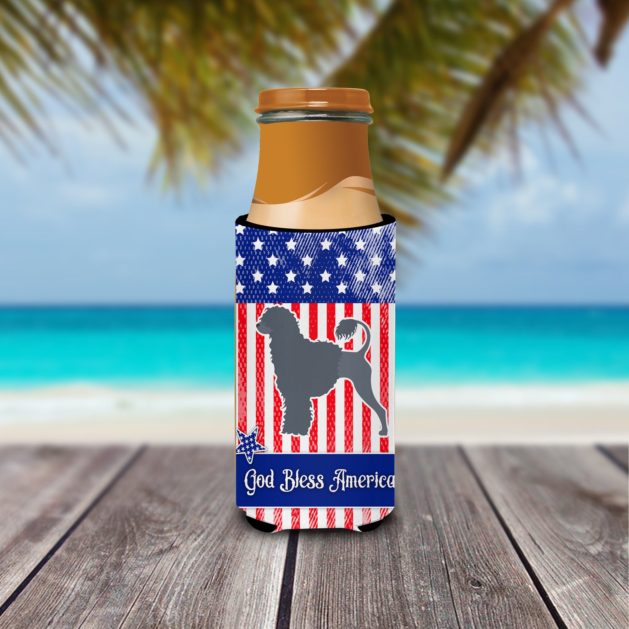 USA Patriotic Portuguese Water Dog  Ultra Hugger for slim cans BB3368MUK  the-store.com.