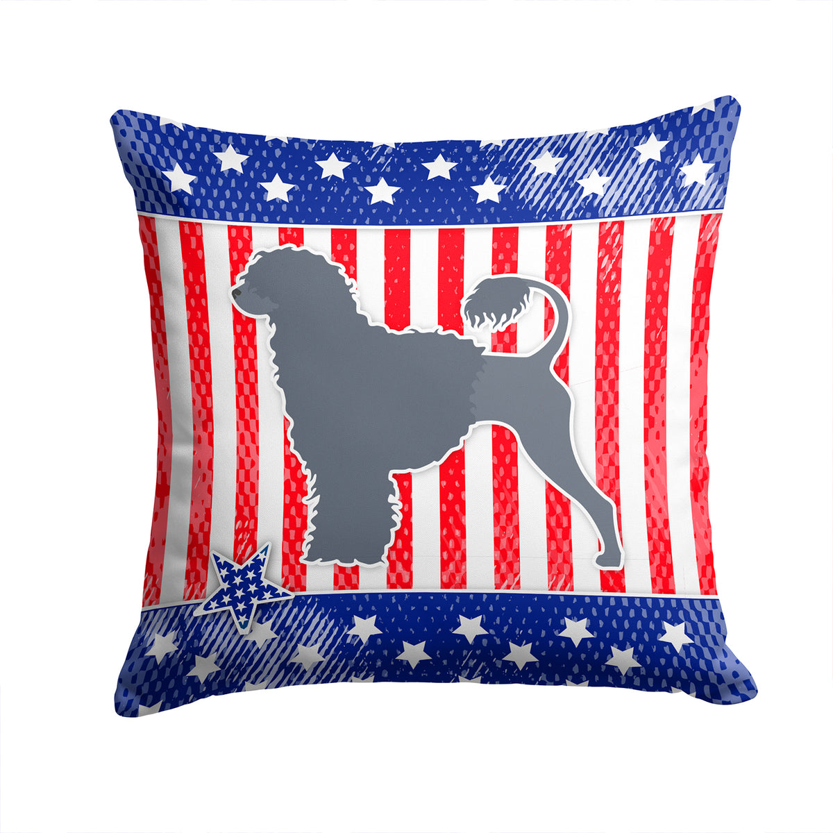USA Patriotic Portuguese Water Dog Fabric Decorative Pillow BB3368PW1414 - the-store.com