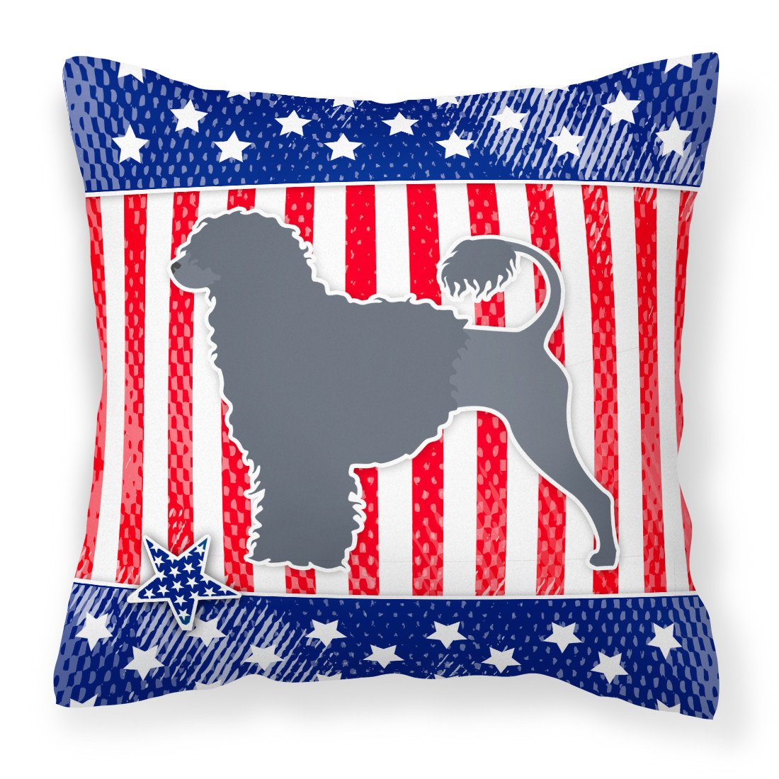 USA Patriotic Portuguese Water Dog Fabric Decorative Pillow BB3368PW1818 by Caroline&#39;s Treasures