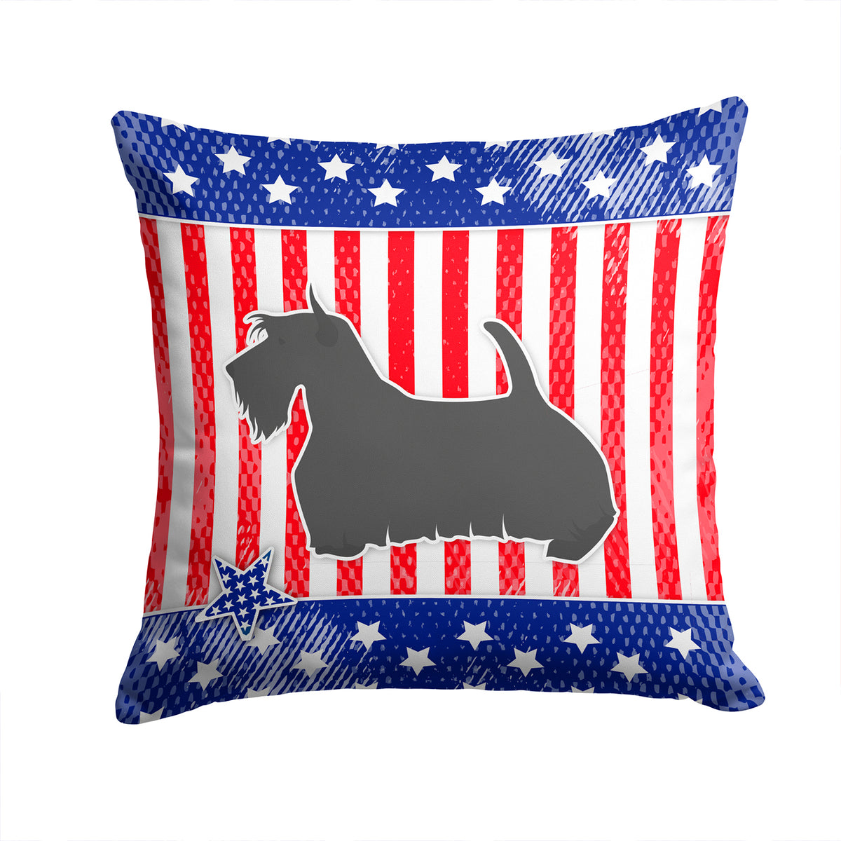 USA Patriotic Scottish Terrier Fabric Decorative Pillow BB3369PW1414 - the-store.com