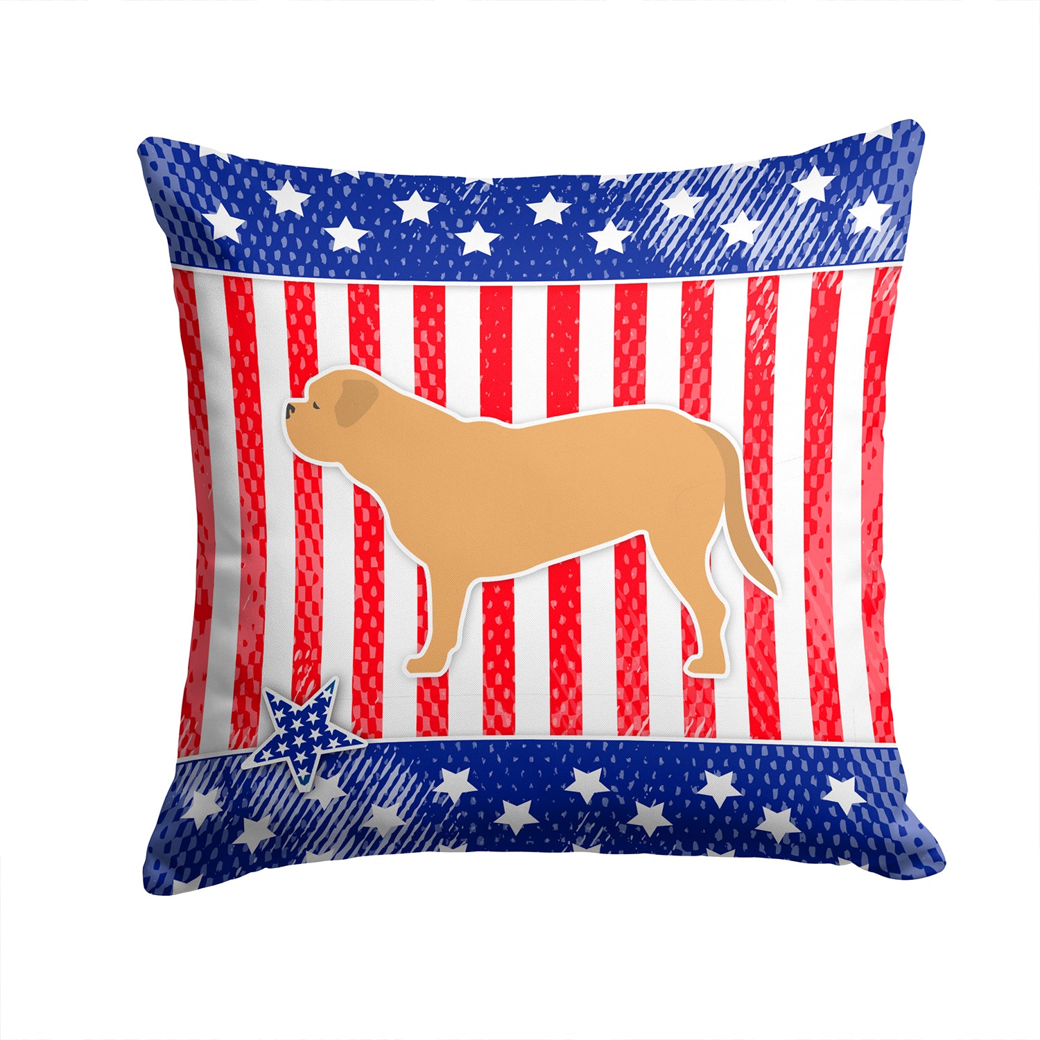USA Patriotic Dogue de Bordeaux Fabric Decorative Pillow BB3370PW1414 - the-store.com