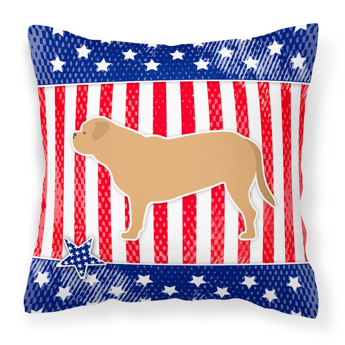 USA Patriotic Dogue de Bordeaux Fabric Decorative Pillow BB3370PW1818 by Caroline&#39;s Treasures