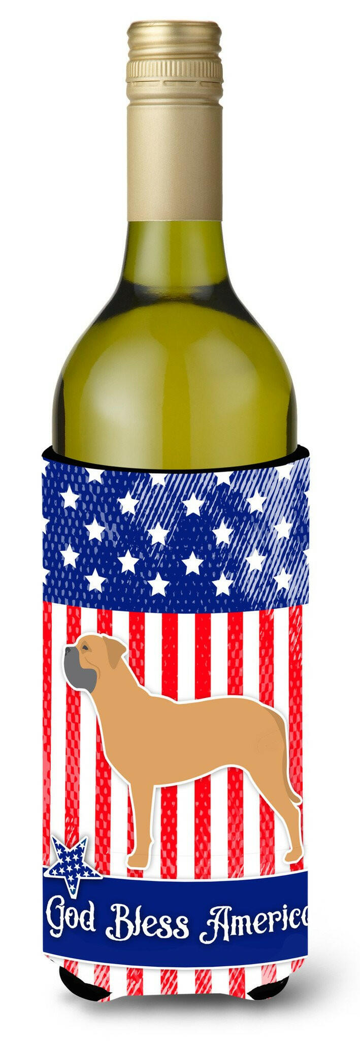USA Patriotic Bullmastiff Wine Bottle Beverge Insulator Hugger BB3371LITERK by Caroline&#39;s Treasures