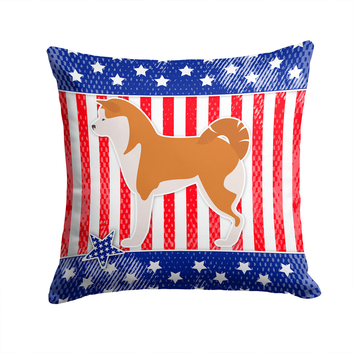 USA Patriotic Akita Fabric Decorative Pillow BB3372PW1414 - the-store.com