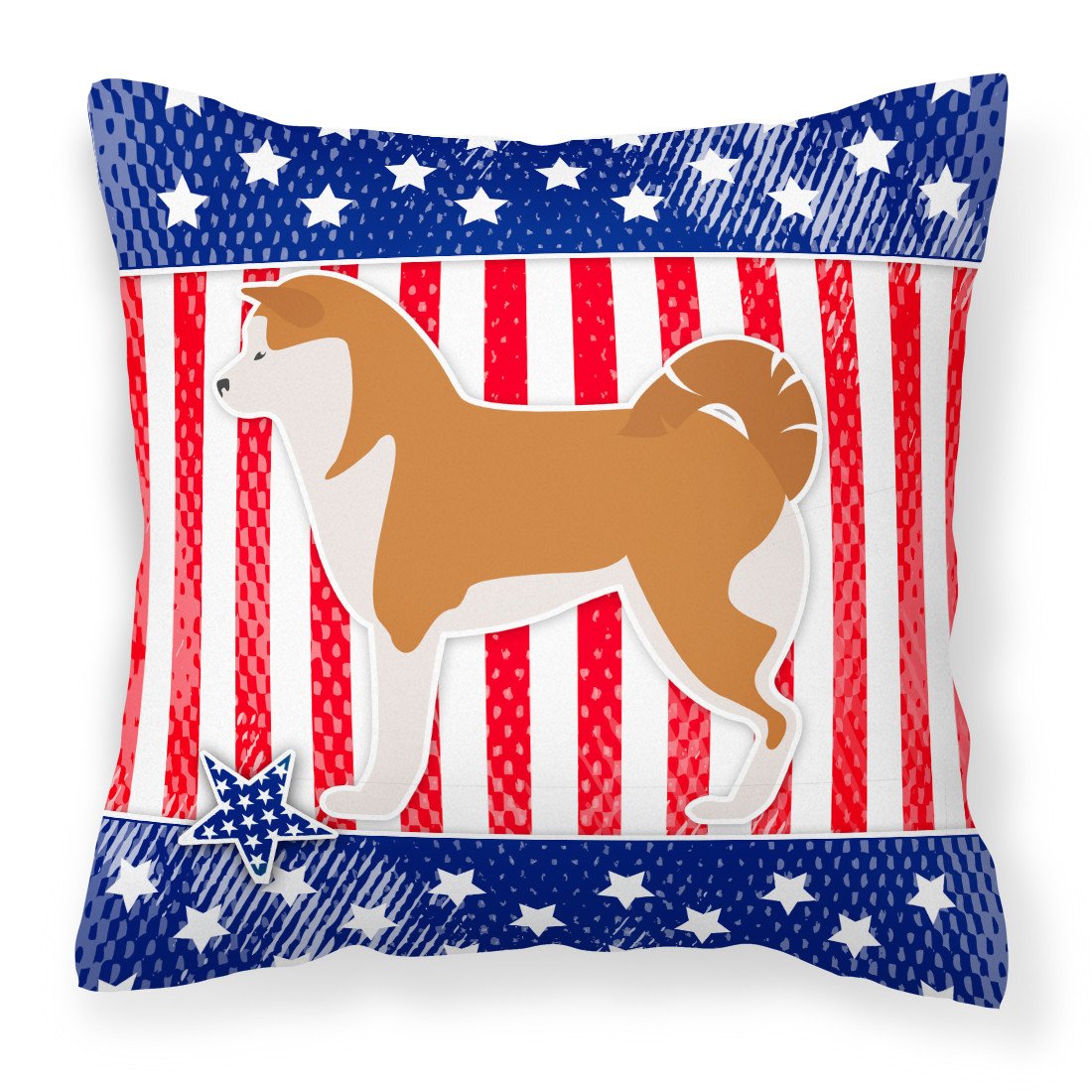 USA Patriotic Akita Fabric Decorative Pillow BB3372PW1818 by Caroline&#39;s Treasures