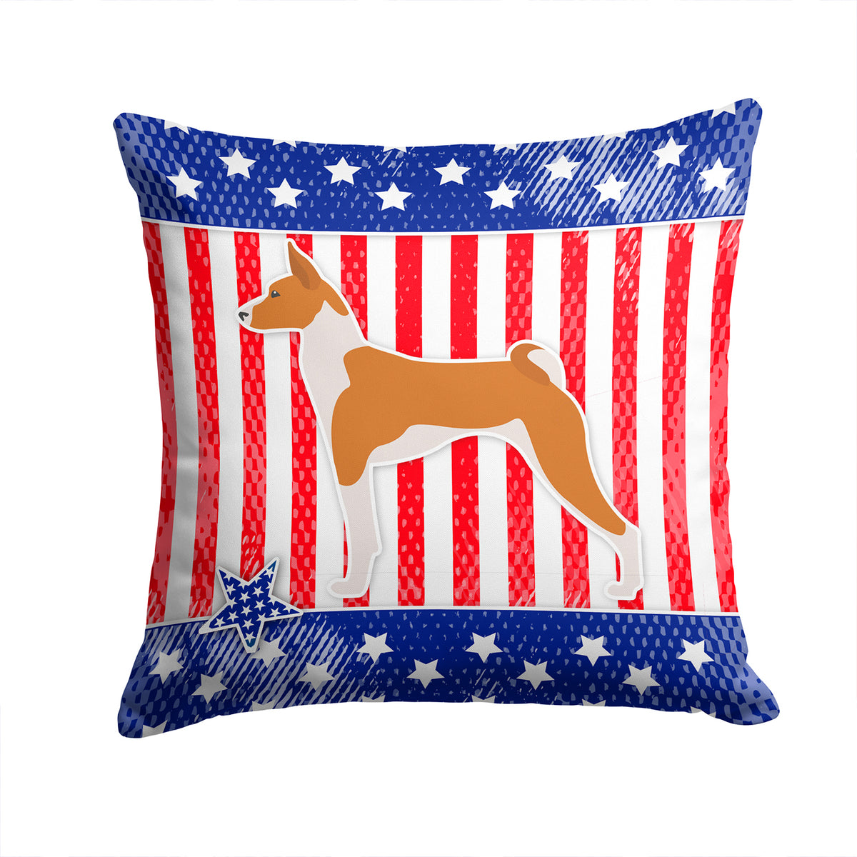 USA Patriotic Basenji Fabric Decorative Pillow BB3374PW1414 - the-store.com