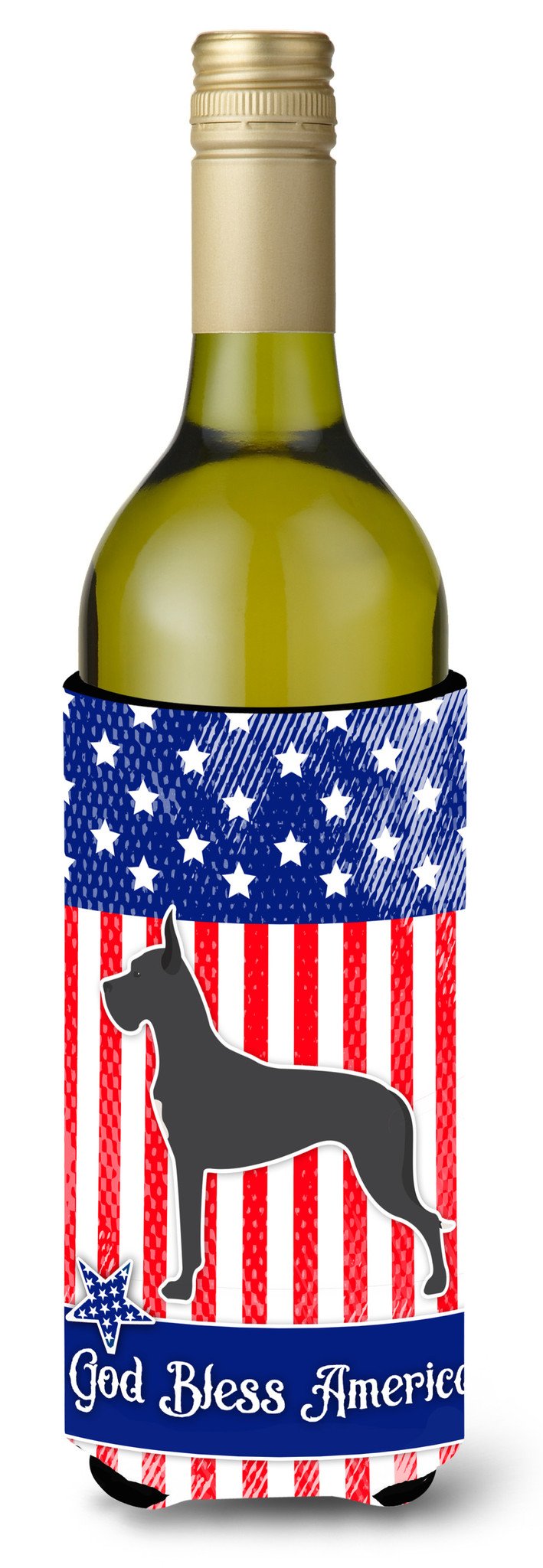 USA Patriotic Great Dane Wine Bottle Beverge Insulator Hugger BB3375LITERK by Caroline&#39;s Treasures