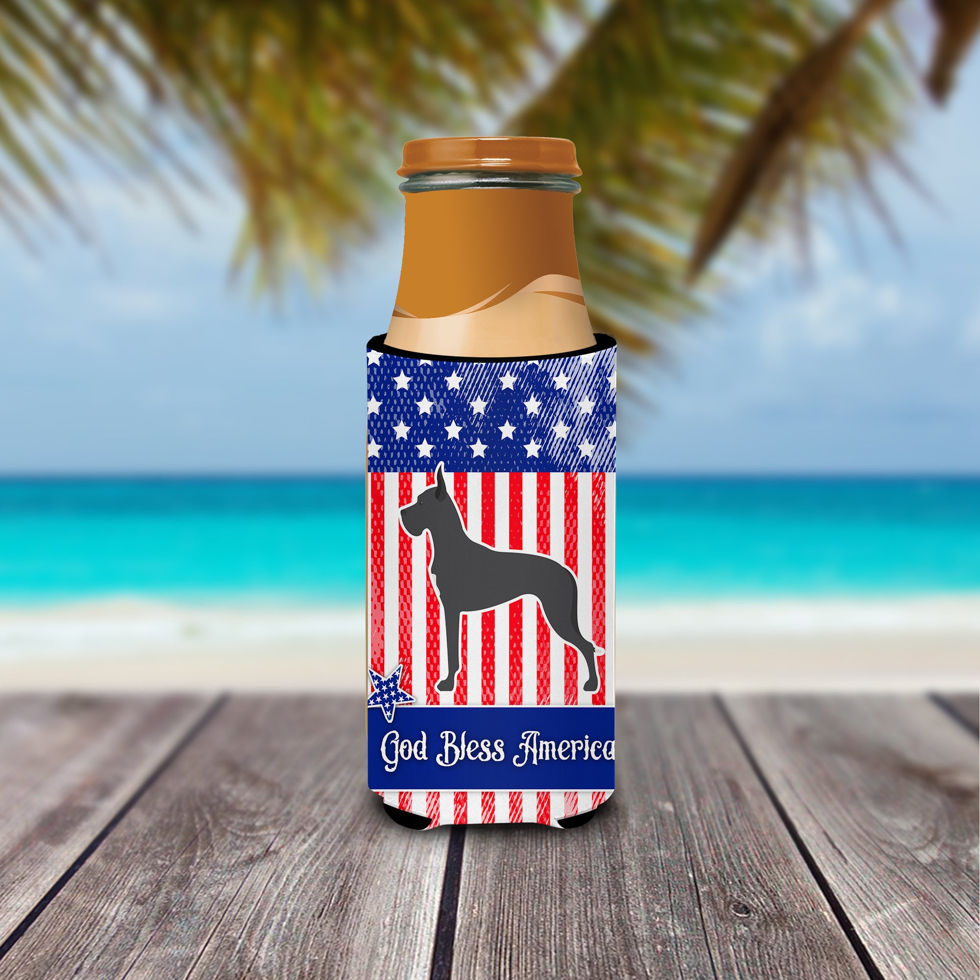USA Patriotic Great Dane  Ultra Hugger for slim cans BB3375MUK  the-store.com.
