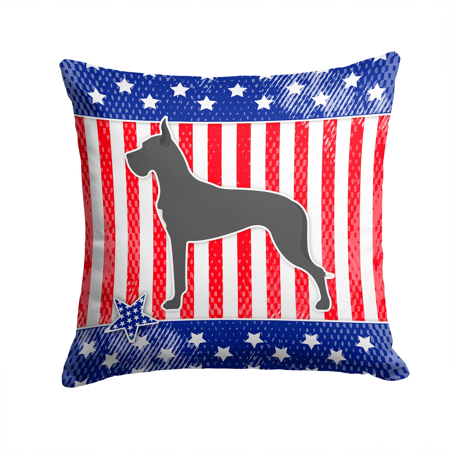 USA Patriotic Great Dane Fabric Decorative Pillow BB3375PW1414 - the-store.com