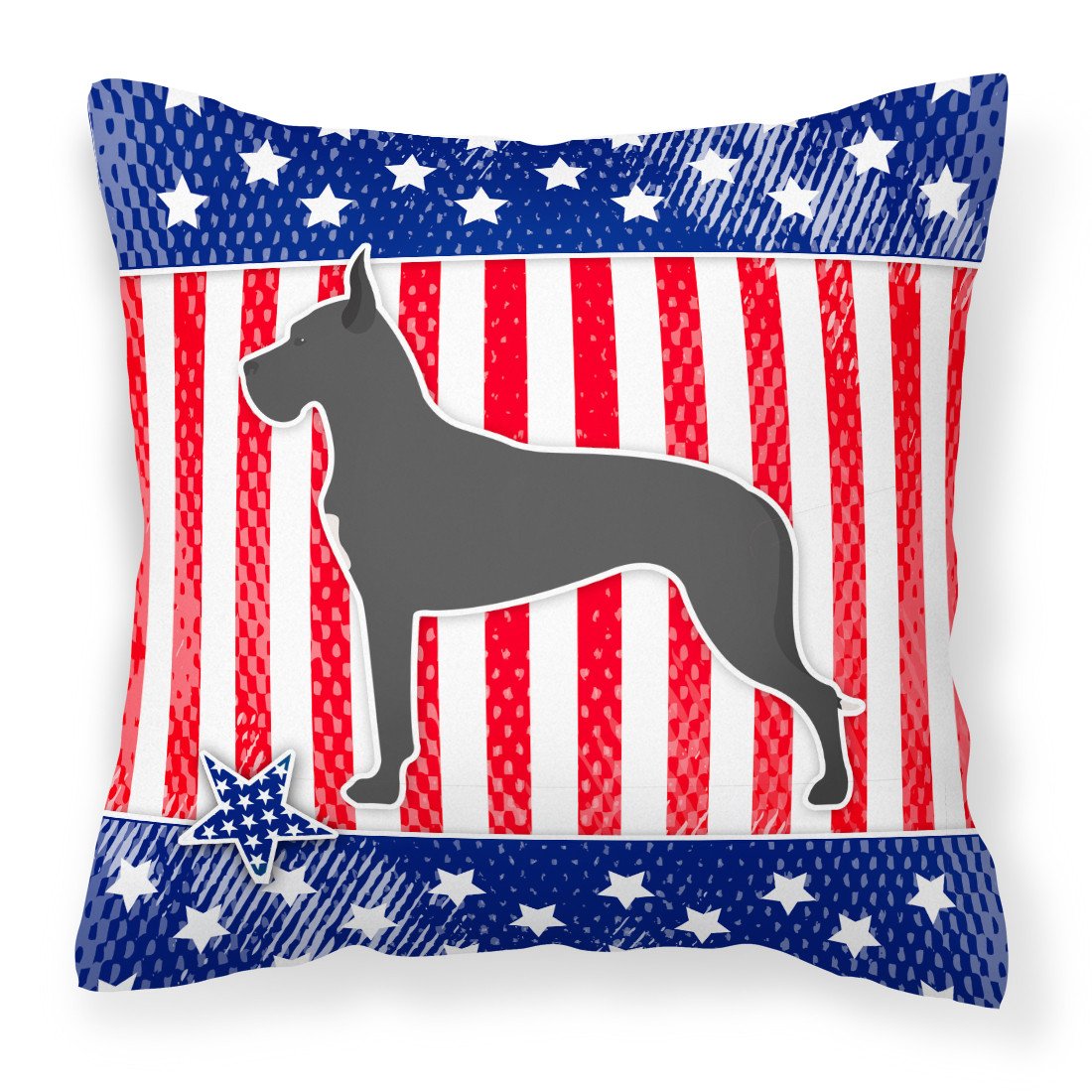 USA Patriotic Great Dane Fabric Decorative Pillow BB3375PW1818 by Caroline&#39;s Treasures