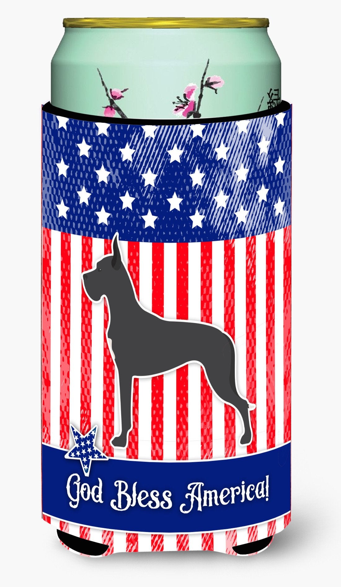 USA Patriotic Great Dane Tall Boy Beverage Insulator Hugger BB3375TBC by Caroline&#39;s Treasures