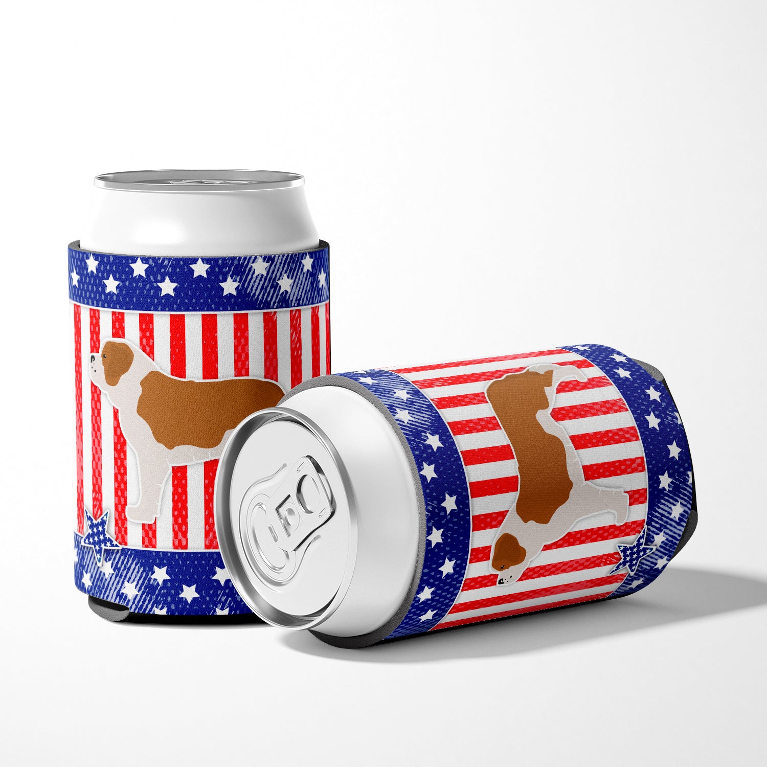 USA Patriotic Saint Bernard Can or Bottle Hugger BB3376CC