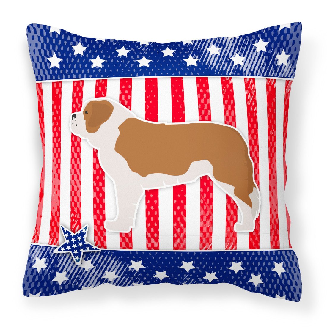 USA Patriotic Saint Bernard Fabric Decorative Pillow BB3376PW1818 by Caroline&#39;s Treasures
