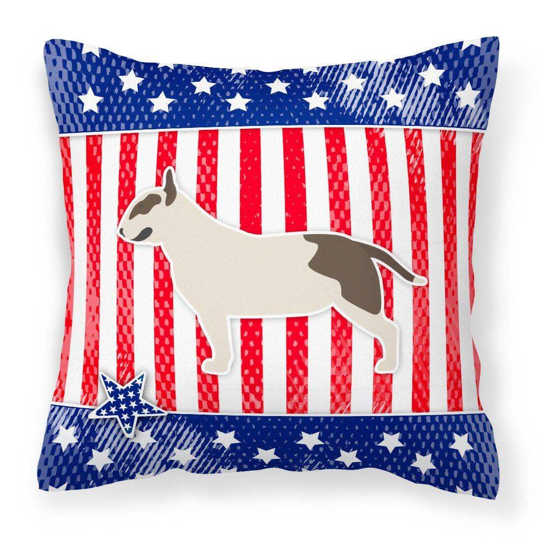 USA Patriotic Bull Terrier Fabric Decorative Pillow BB3378PW1818 by Caroline&#39;s Treasures