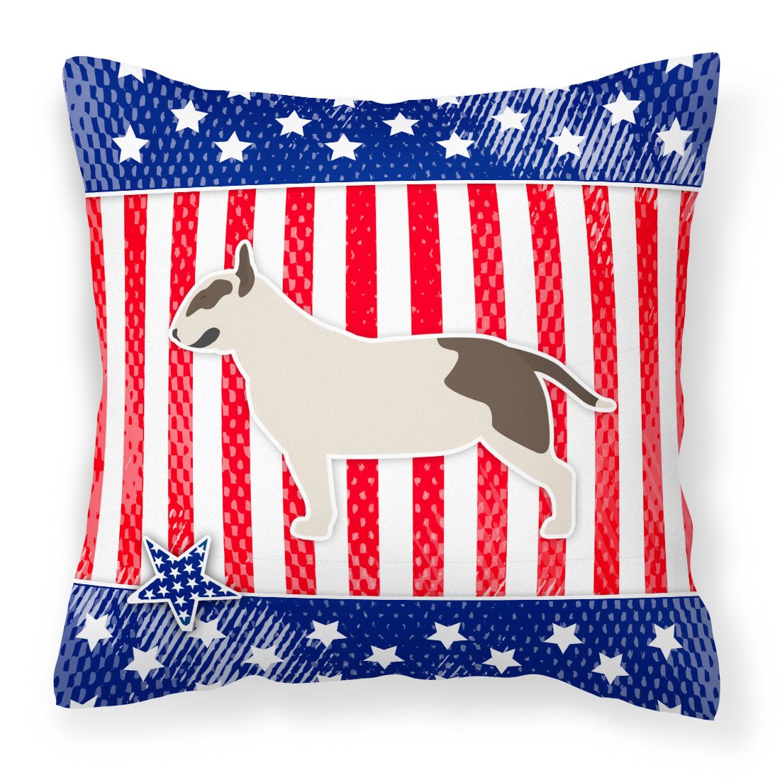 USA Patriotic Bull Terrier Fabric Decorative Pillow BB3378PW1818 by Caroline's Treasures