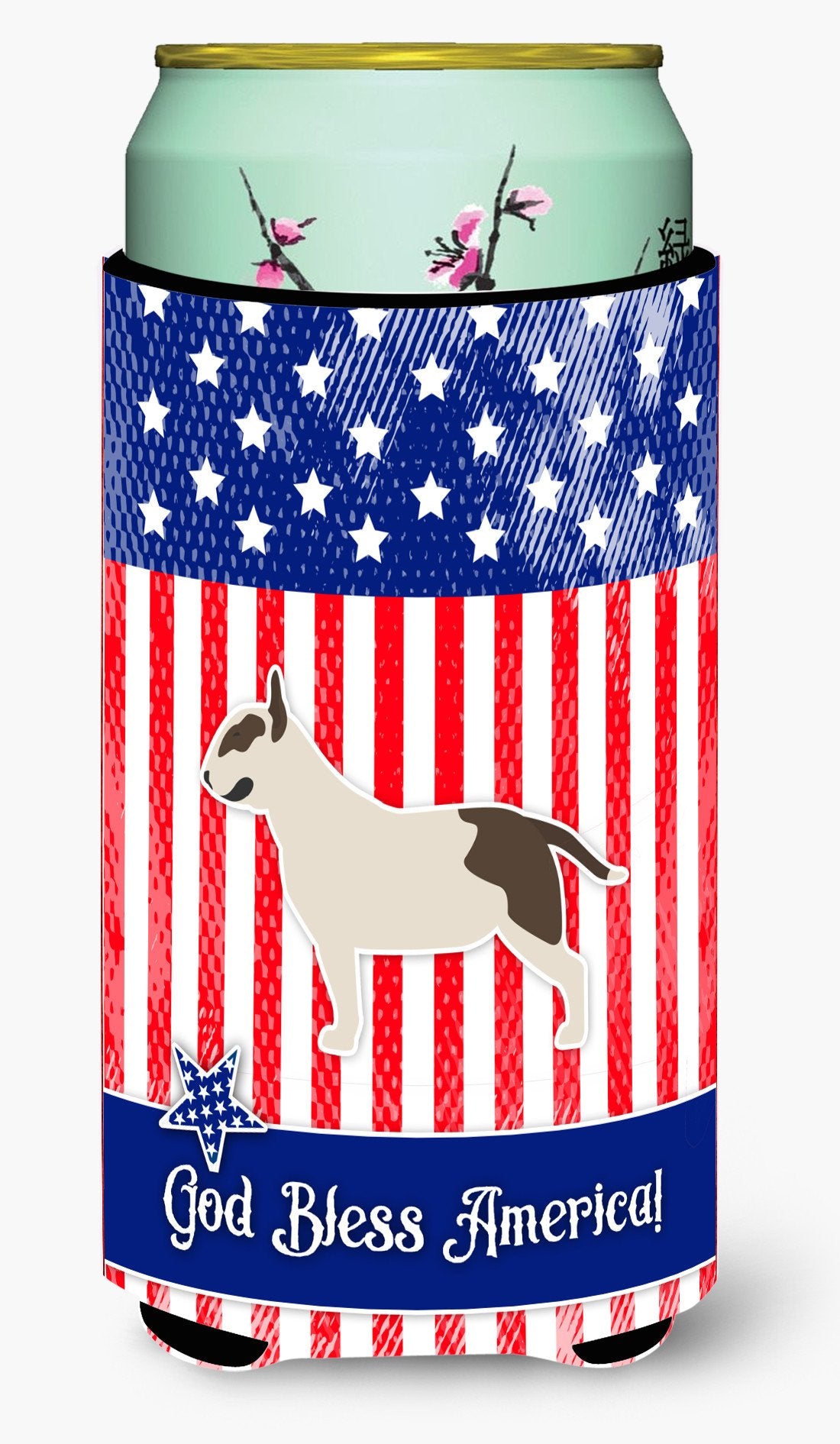 USA Patriotic Bull Terrier Tall Boy Beverage Insulator Hugger BB3378TBC by Caroline's Treasures