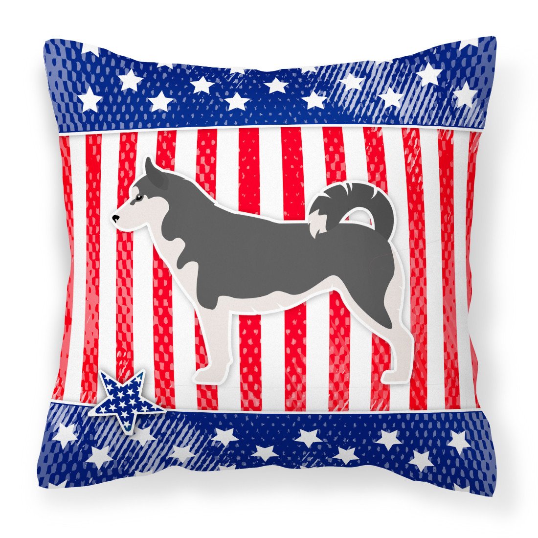 USA Patriotic Siberian Husky Fabric Decorative Pillow BB3380PW1818 by Caroline's Treasures