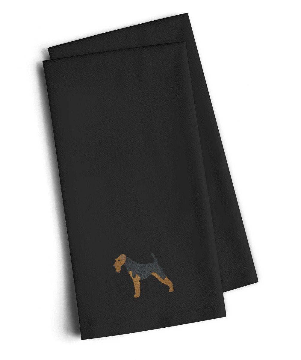 Welsh Terrier Black Embroidered Kitchen Towel Set of 2 BB3385BKTWE by Caroline&#39;s Treasures