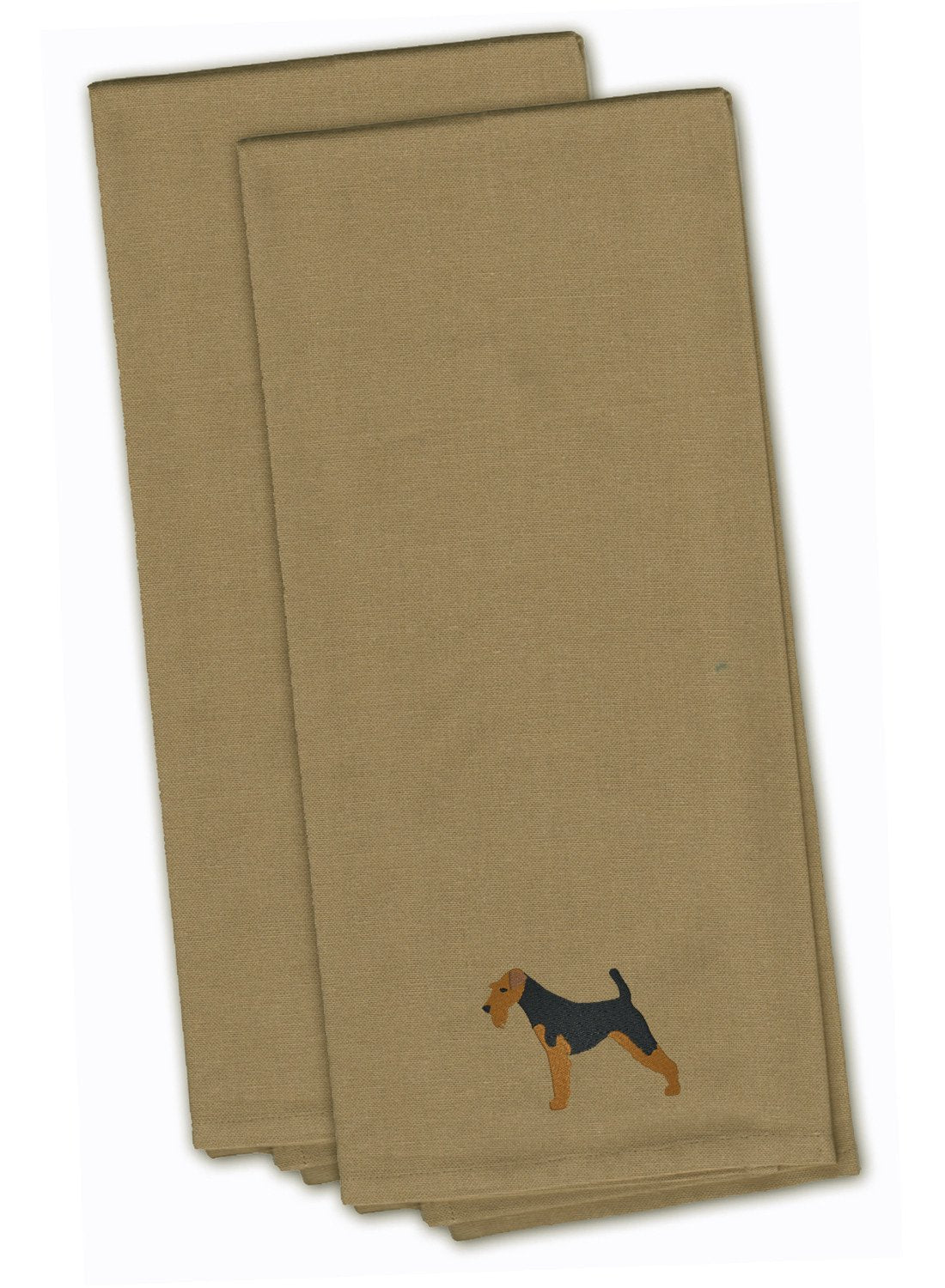 Welsh Terrier Tan Embroidered Kitchen Towel Set of 2 BB3385TNTWE by Caroline&#39;s Treasures