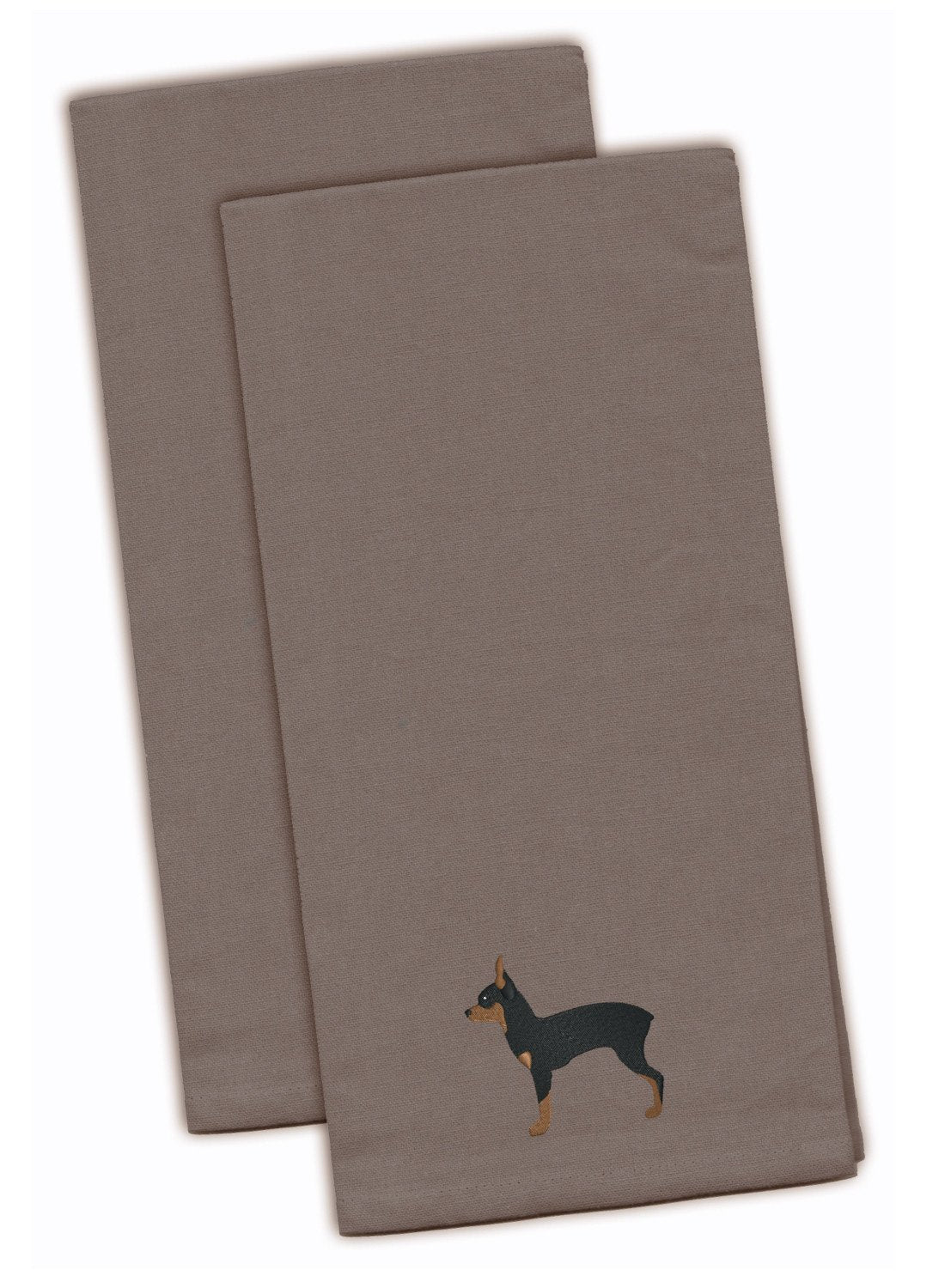 Toy Fox Terrier Gray Embroidered Kitchen Towel Set of 2 BB3387GYTWE by Caroline&#39;s Treasures