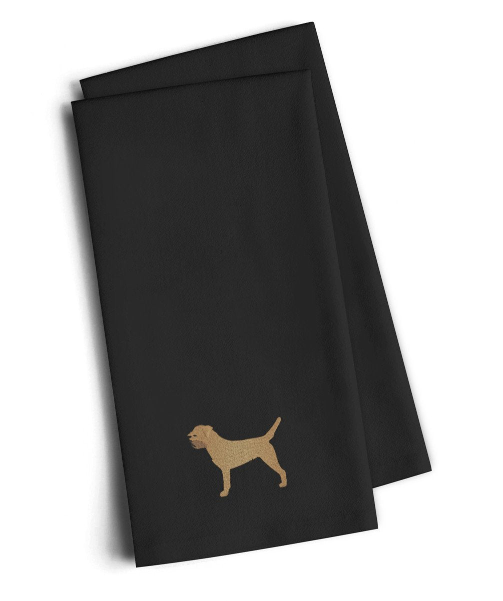 Border Terrier Black Embroidered Kitchen Towel Set of 2 BB3389BKTWE by Caroline&#39;s Treasures