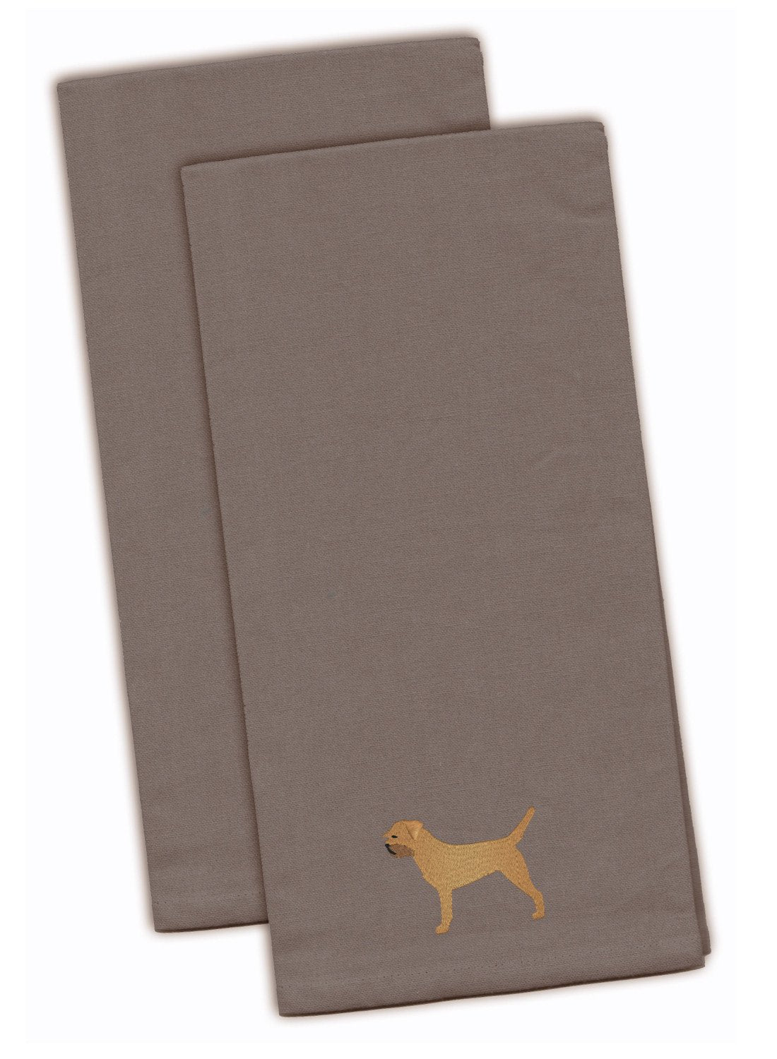 Border Terrier Gray Embroidered Kitchen Towel Set of 2 BB3389GYTWE by Caroline&#39;s Treasures