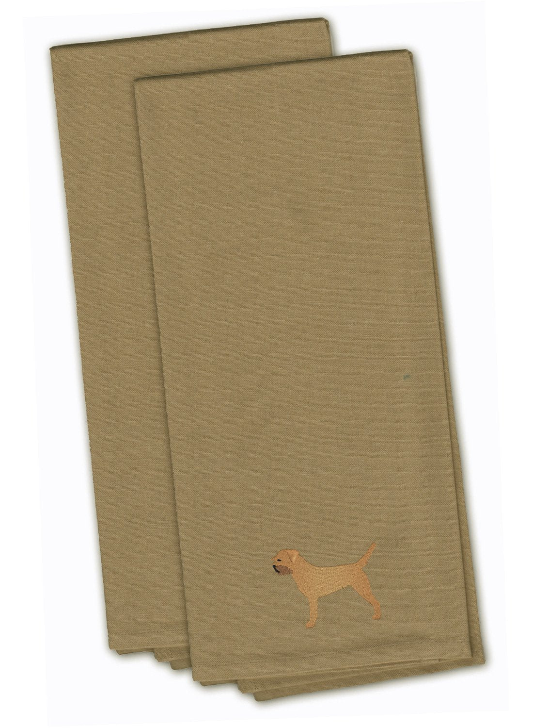 Border Terrier Tan Embroidered Kitchen Towel Set of 2 BB3389TNTWE by Caroline&#39;s Treasures