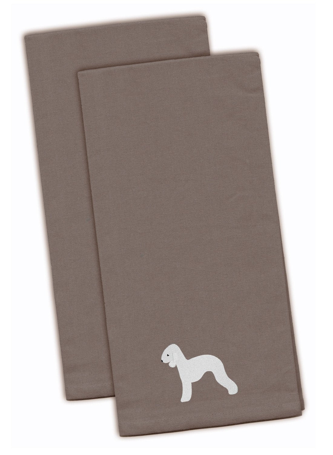 Bedlington Terrier Gray Embroidered Kitchen Towel Set of 2 BB3394GYTWE by Caroline&#39;s Treasures