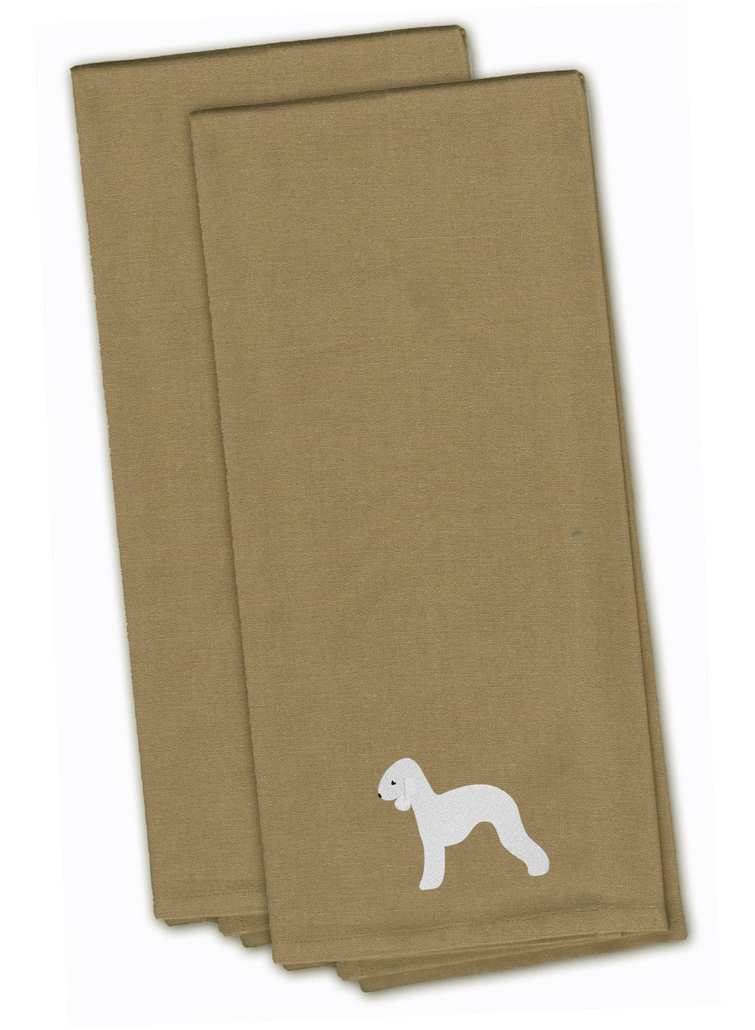Bedlington Terrier Tan Embroidered Kitchen Towel Set of 2 BB3394TNTWE by Caroline&#39;s Treasures