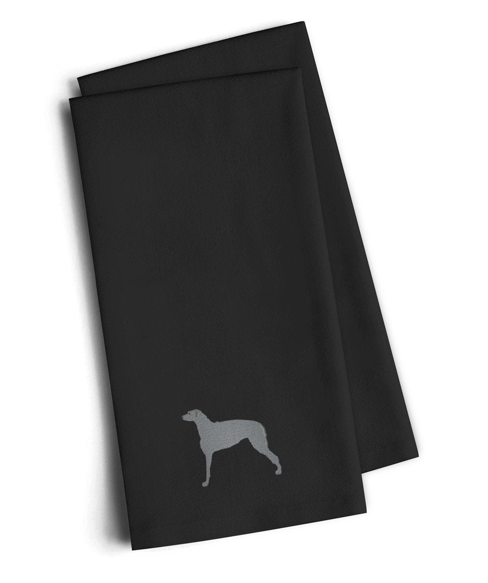 Scottish Deerhound Black Embroidered Kitchen Towel Set of 2 BB3396BKTWE by Caroline&#39;s Treasures