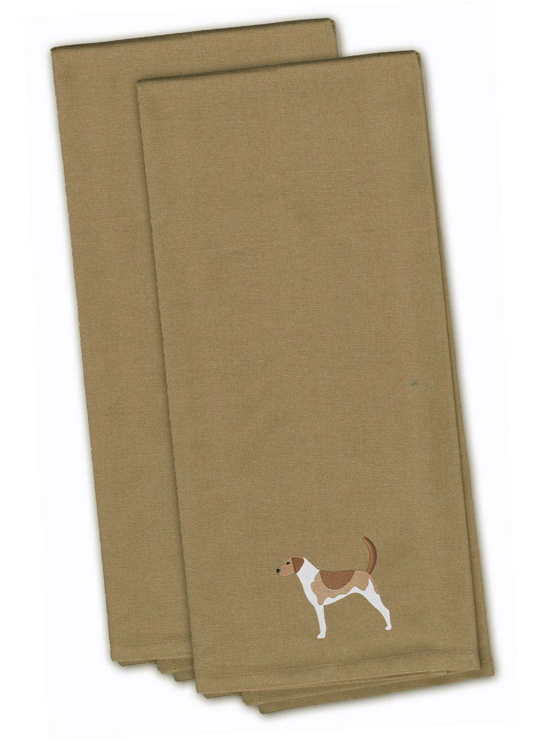 American Foxhound Tan Embroidered Kitchen Towel Set of 2 BB3398TNTWE by Caroline&#39;s Treasures