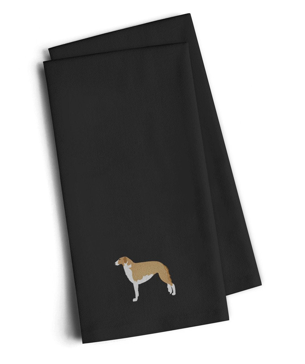Borzoi Russian Greyhound Black Embroidered Kitchen Towel Set of 2 BB3399BKTWE by Caroline&#39;s Treasures