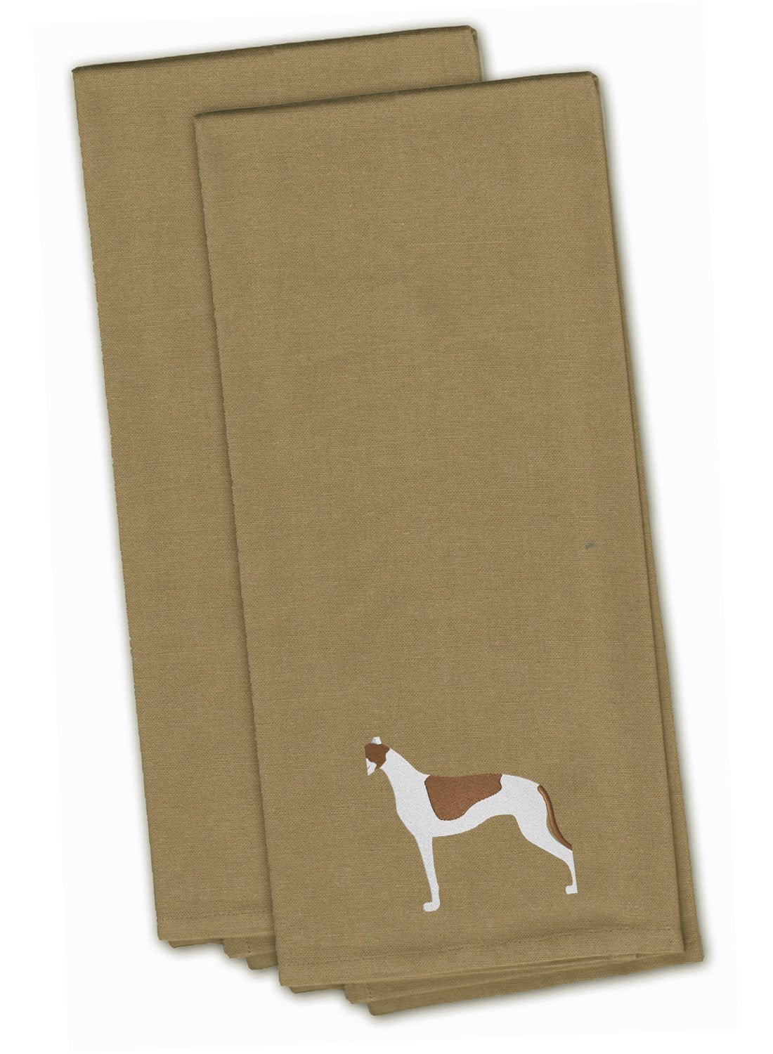 Greyhound Tan Embroidered Kitchen Towel Set of 2 BB3405TNTWE by Caroline&#39;s Treasures