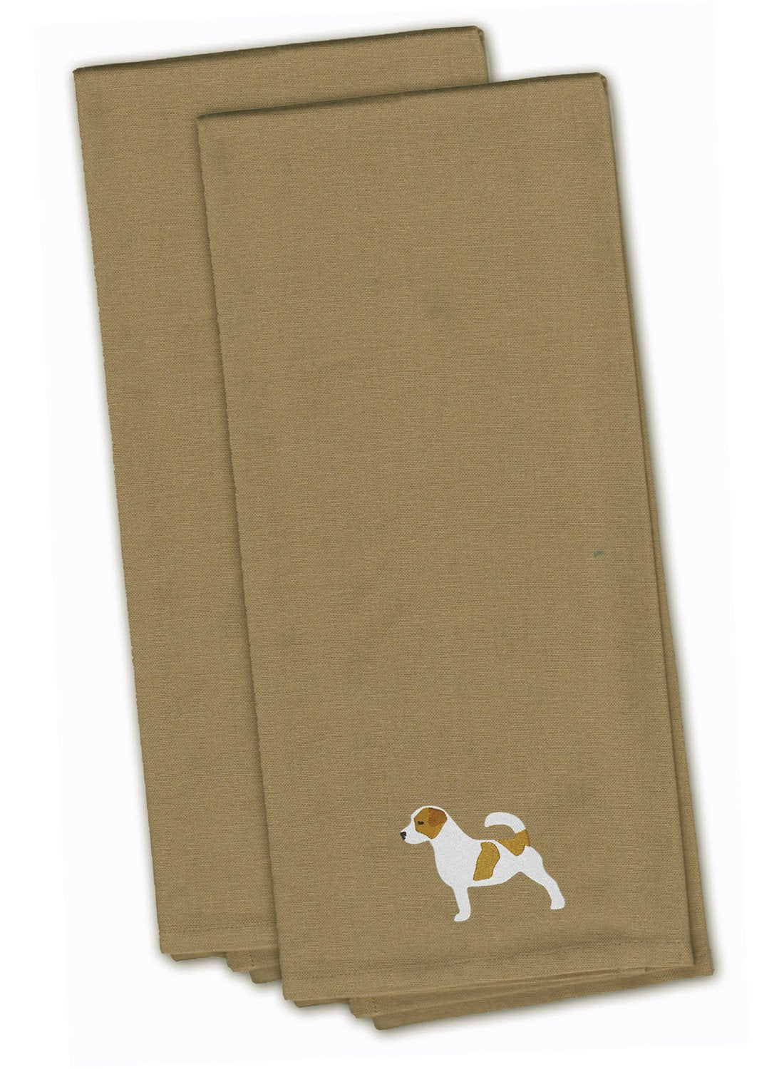 Jack Russell Terrier Tan Embroidered Kitchen Towel Set of 2 BB3407TNTWE by Caroline&#39;s Treasures