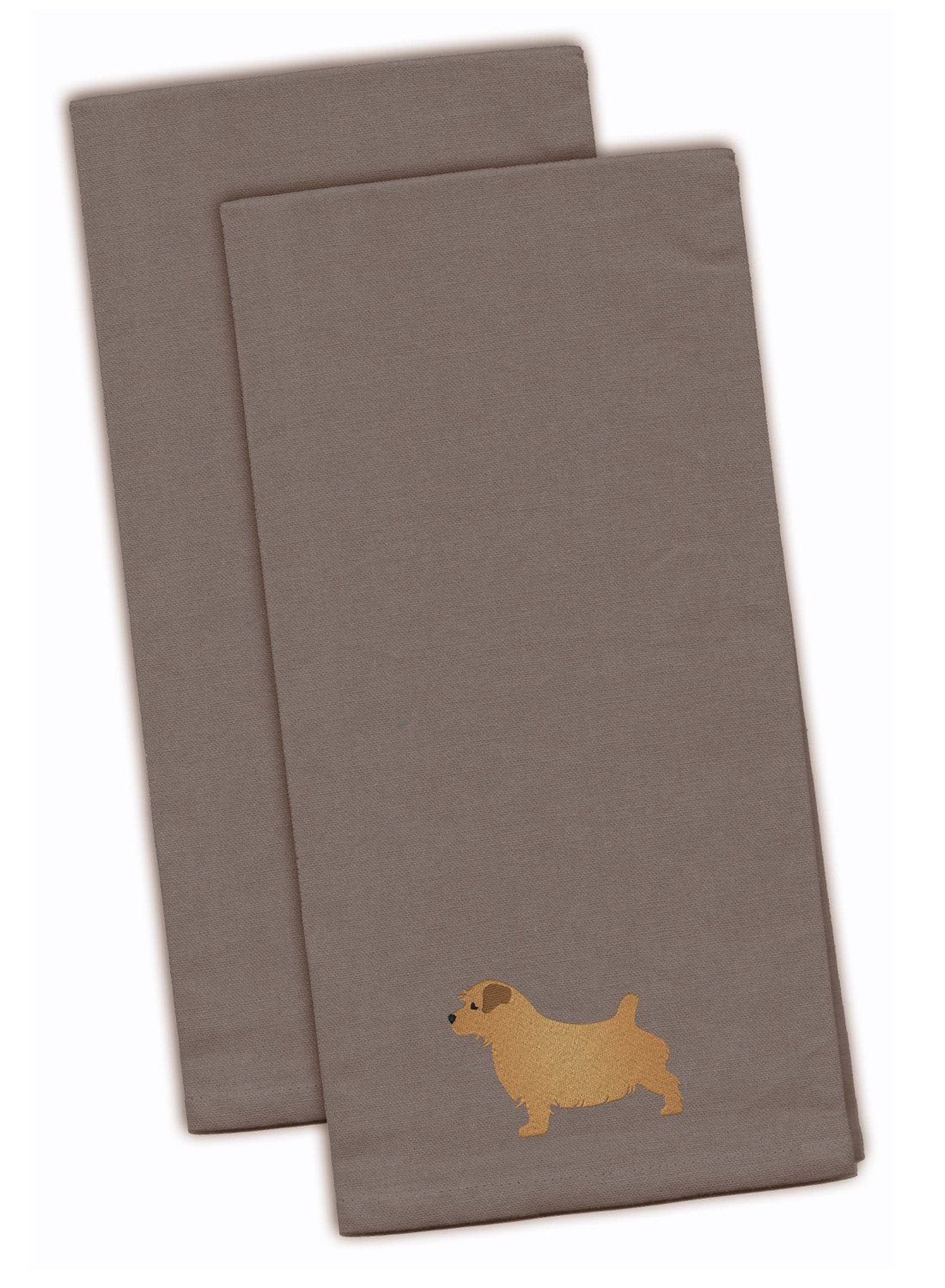Norfolk Terrier Gray Embroidered Kitchen Towel Set of 2 BB3409GYTWE by Caroline&#39;s Treasures