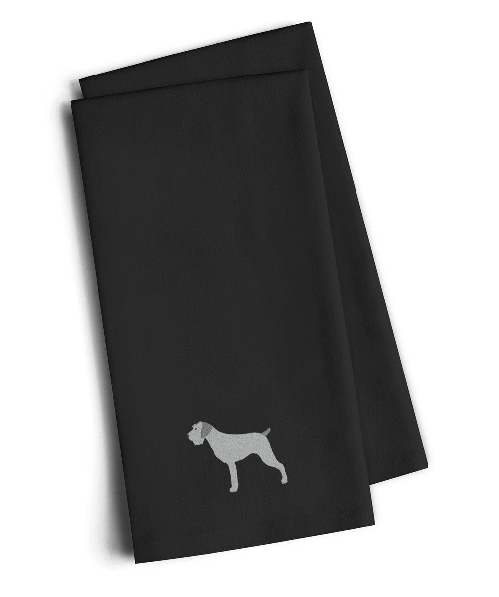 German Wirehaired Pointer Black Embroidered Kitchen Towel Set of 2 BB3411BKTWE by Caroline&#39;s Treasures