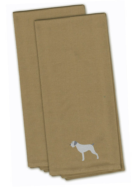 German Wirehaired Pointer Tan Embroidered Kitchen Towel Set of 2 BB3411TNTWE by Caroline's Treasures