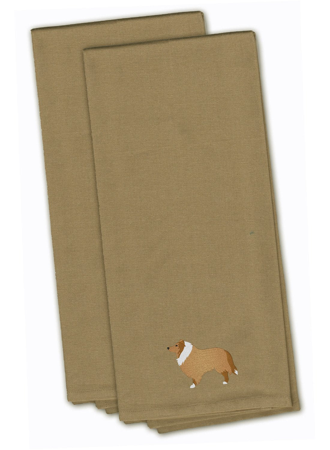 Collie Tan Embroidered Kitchen Towel Set of 2 BB3416TNTWE by Caroline&#39;s Treasures