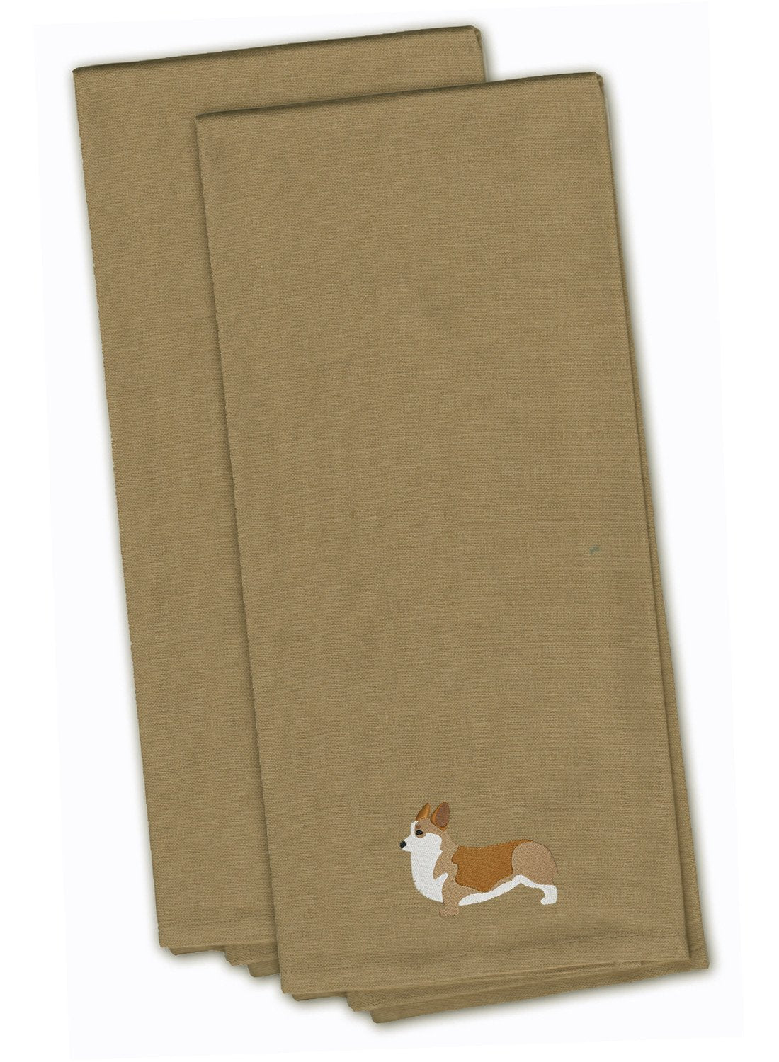 Corgi Tan Embroidered Kitchen Towel Set of 2 BB3420TNTWE by Caroline&#39;s Treasures