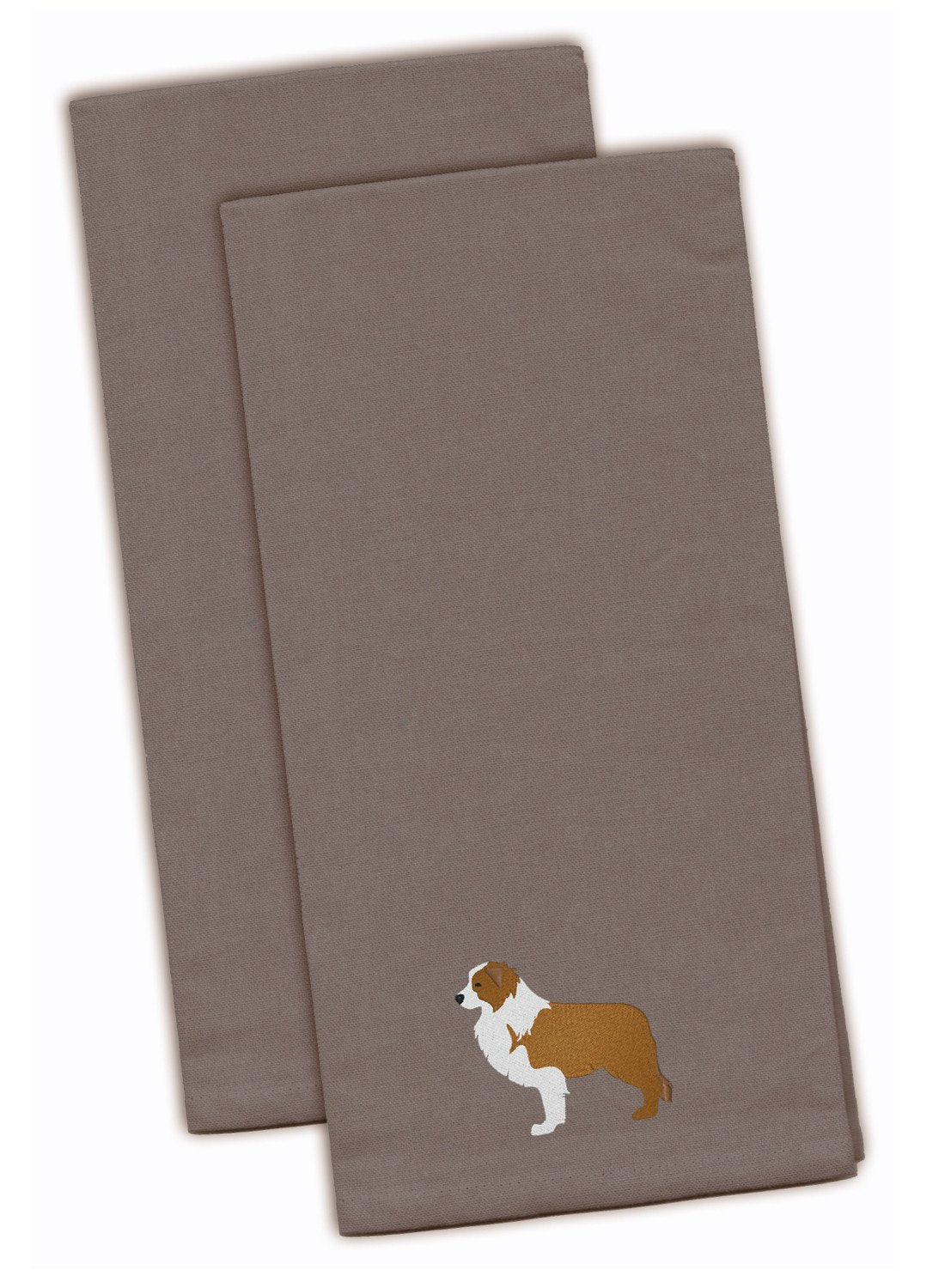 Red Border Collie Gray Embroidered Kitchen Towel Set of 2 BB3422GYTWE by Caroline&#39;s Treasures