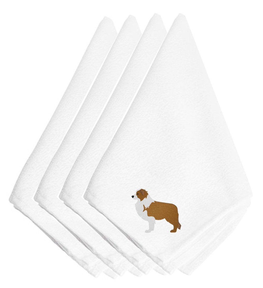 Red Border Collie Embroidered Napkins Set of 4 BB3422NPKE by Caroline&#39;s Treasures